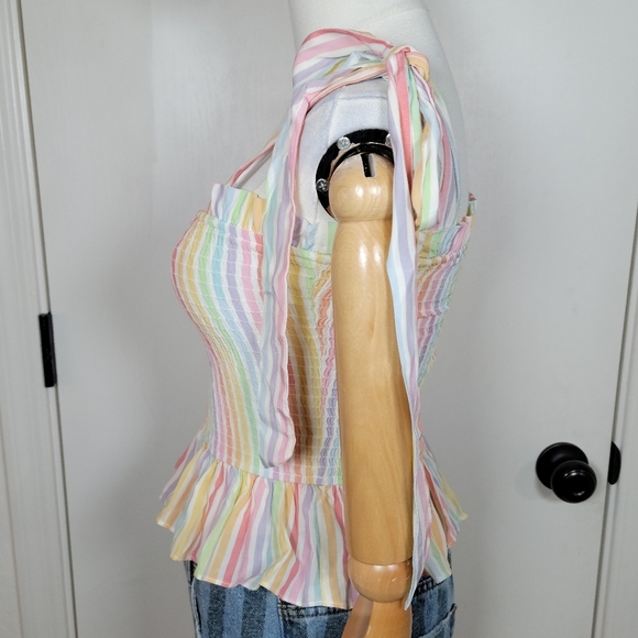 Yumi Kim Anthropologie Moon River Rainbow Tie Smocked Tank Top Size XXS - Picture 5 of 10